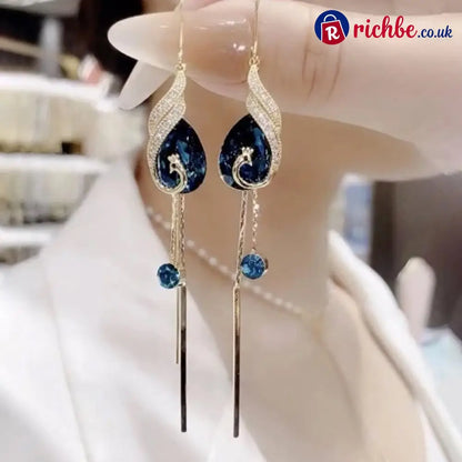 🦚 Phoenix Earrings – Peacock Design CZ Gems Lightweight Gift 🎁 - Hot Sale