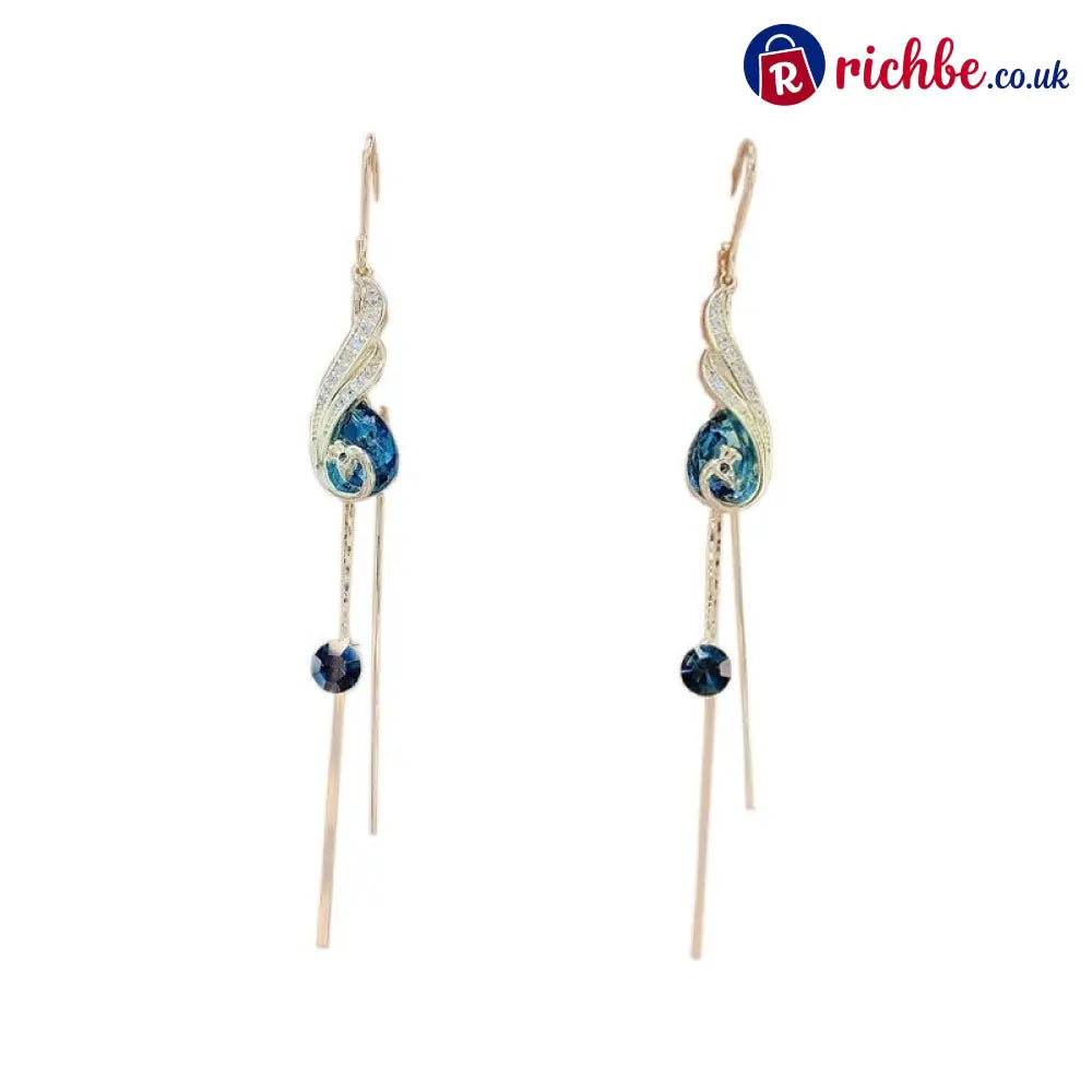 🦚 Phoenix Earrings – Peacock Design CZ Gems Lightweight Gift 🎁 - Hot Sale