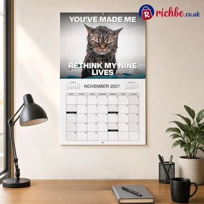 PISSED-OFF CATS 2027 Wall Calendar - Funny Gift for Cat Lovers