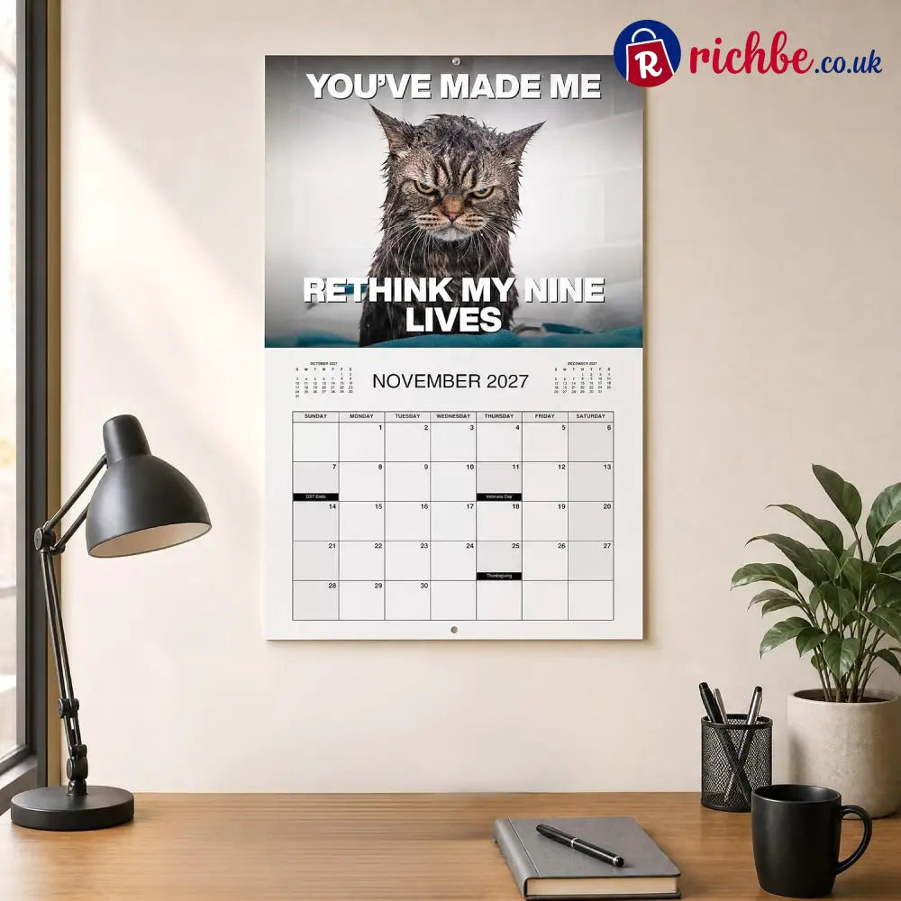 🔥PISSED-OFF CATS 2027 Wall Calendar - Funny Gift for Cat Lovers
