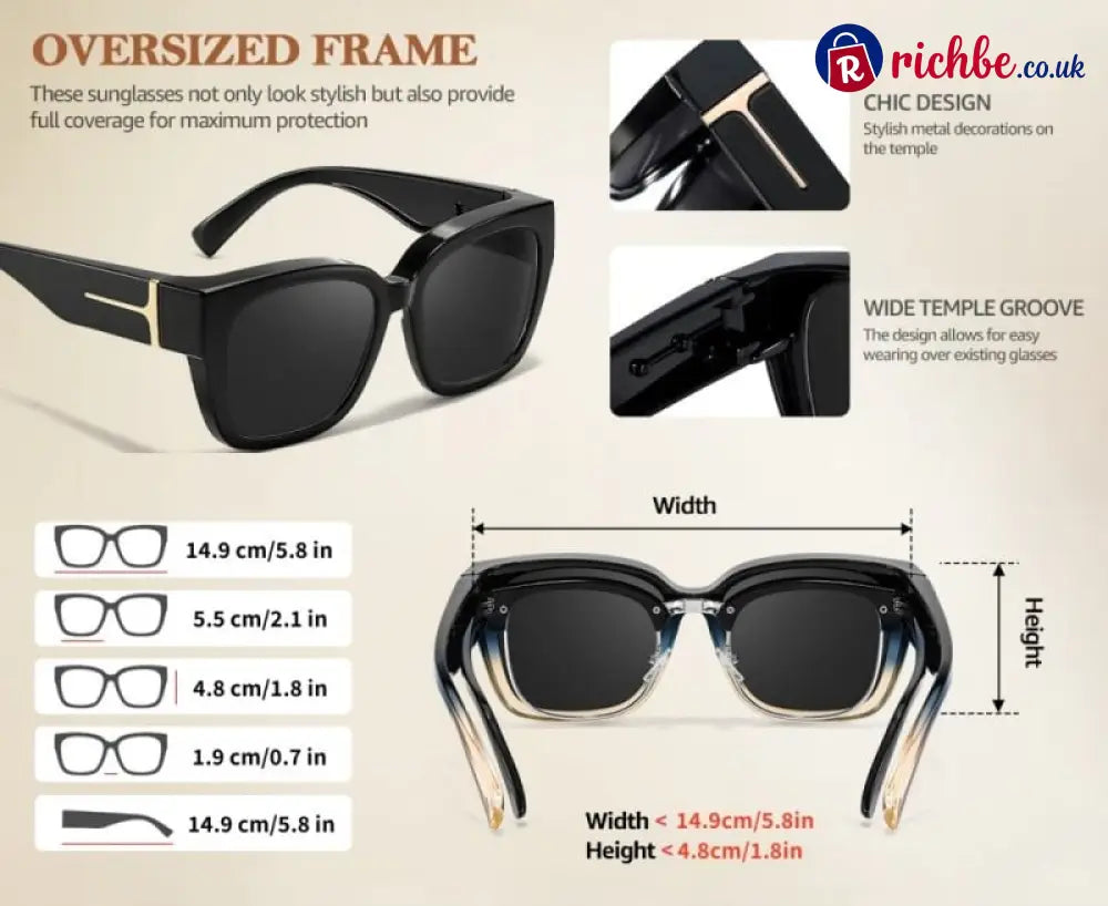 🕶️ Polarized Fit Over Sunglasses for Women – UV400 Protection Floral Frame Wear Over Prescription Glasses