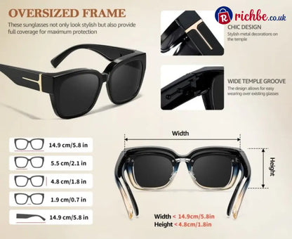 🕶️ Polarized Fit Over Sunglasses for Women – UV400 Protection Floral Frame Wear Over Prescription Glasses