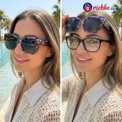 🕶️ Polarized Fit Over Sunglasses for Women – UV400 Protection Floral Frame Wear Over Prescription Glasses