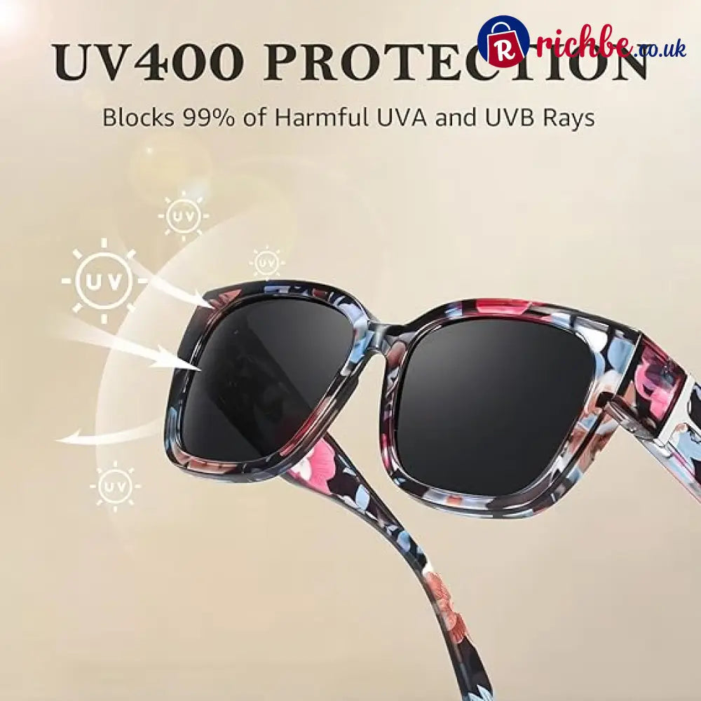 🕶️ Polarized Fit Over Sunglasses for Women – UV400 Protection Floral Frame Wear Over Prescription Glasses