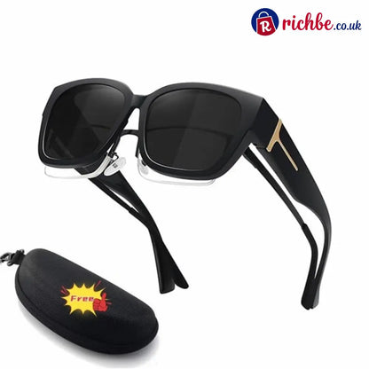 🕶️ Polarized Fit Over Sunglasses for Women – UV400 Protection Floral Frame Wear Over Prescription Glasses - Black Frame