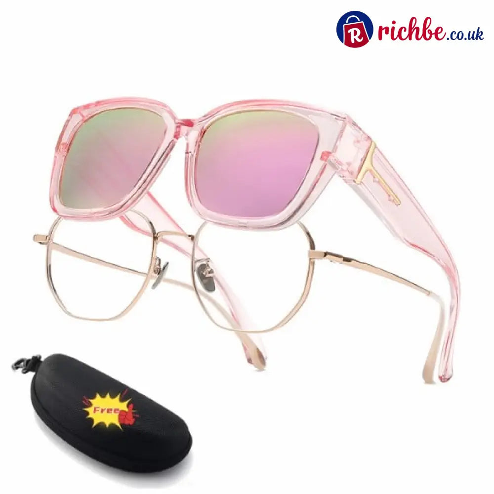 🕶️ Polarized Fit Over Sunglasses for Women – UV400 Protection Floral Frame Wear Over Prescription Glasses - 🔥Champagne