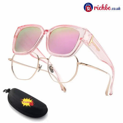 🕶️ Polarized Fit Over Sunglasses for Women – UV400 Protection Floral Frame Wear Over Prescription Glasses - 🔥Champagne