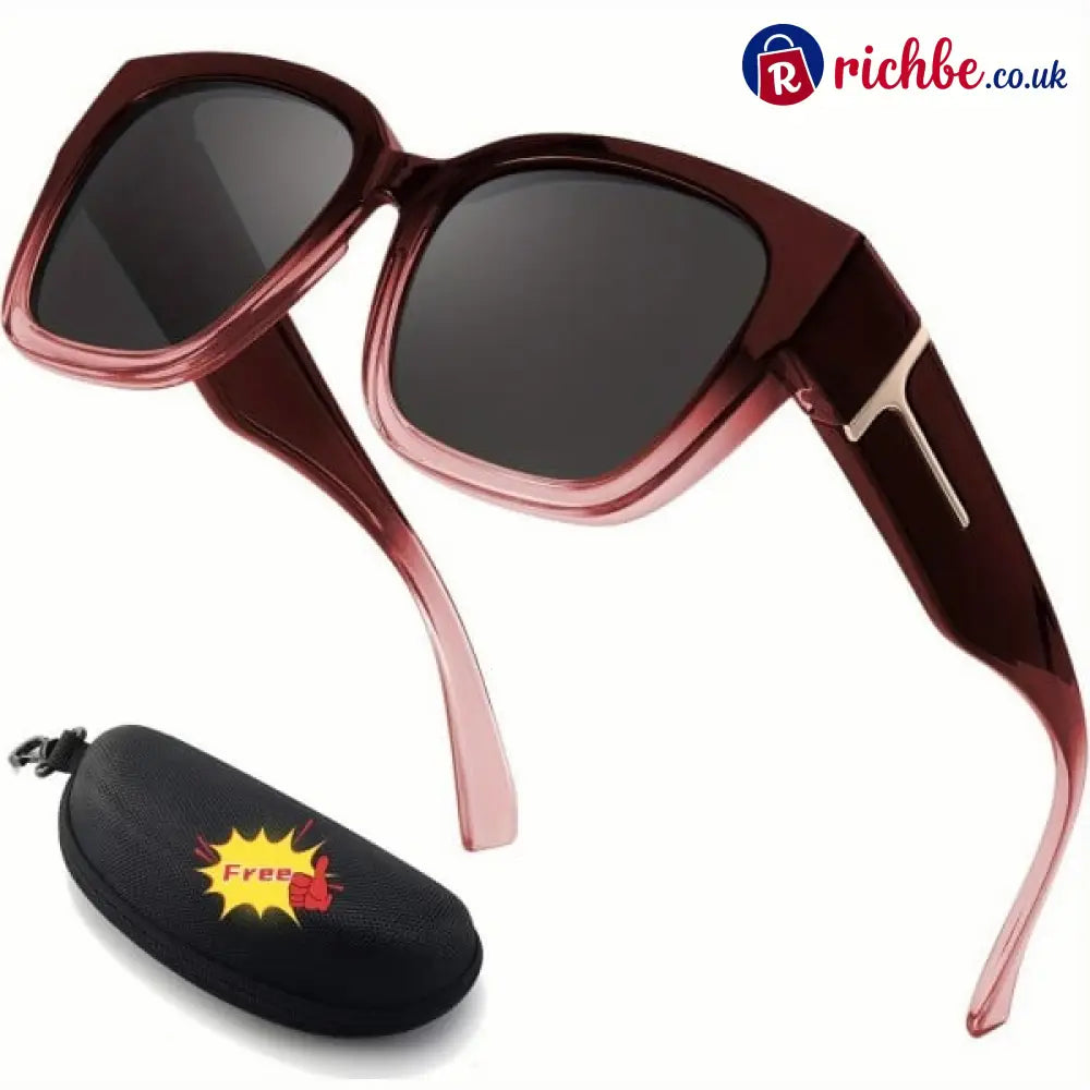 🕶️ Polarized Fit Over Sunglasses for Women – UV400 Protection Floral Frame Wear Over Prescription Glasses - Dark