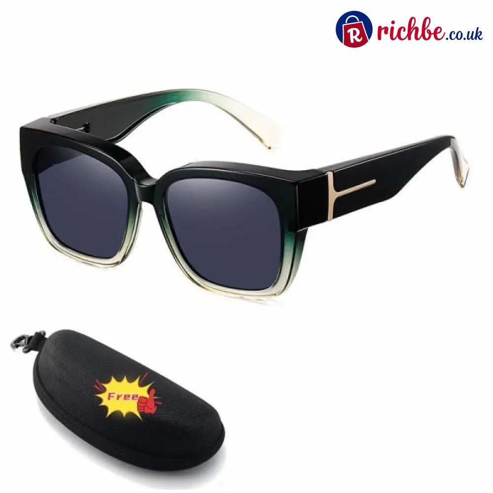 🕶️ Polarized Fit Over Sunglasses for Women – UV400 Protection Floral Frame Wear Over Prescription Glasses - Gradient
