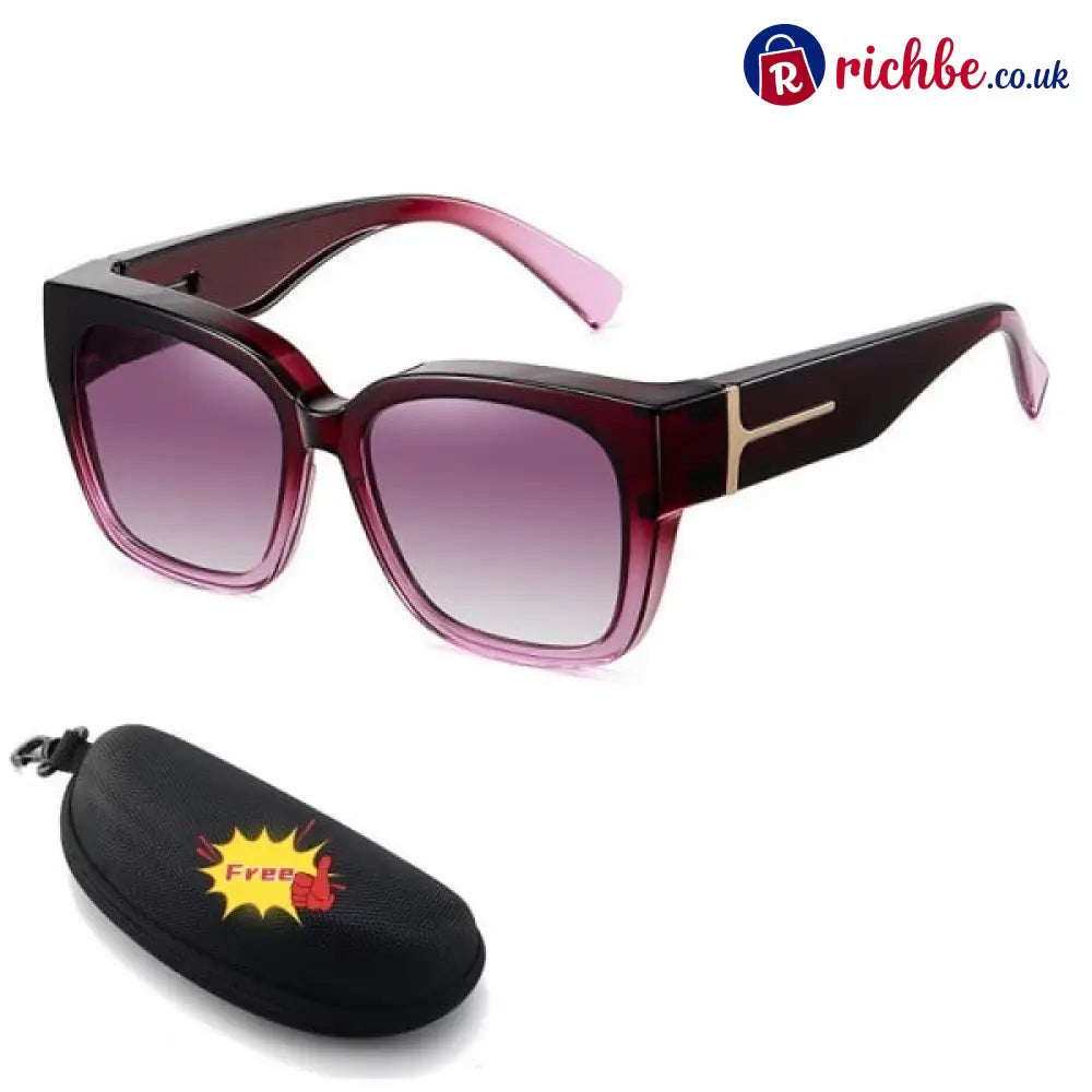 🕶️ Polarized Fit Over Sunglasses for Women – UV400 Protection Floral Frame Wear Over Prescription Glasses - Gradient