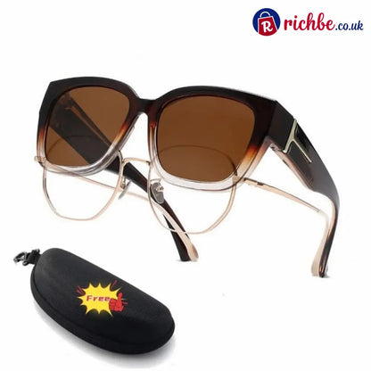 🕶️ Polarized Fit Over Sunglasses for Women – UV400 Protection Floral Frame Wear Over Prescription Glasses - Gradient