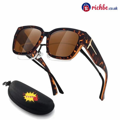 🕶️ Polarized Fit Over Sunglasses for Women – UV400 Protection Floral Frame Wear Over Prescription Glasses - 🔥Leopard