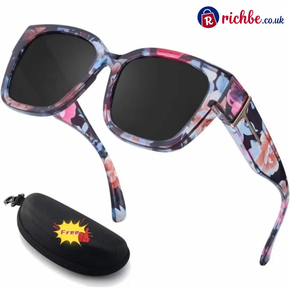 🕶️ Polarized Fit Over Sunglasses for Women – UV400 Protection Floral Frame Wear Over Prescription Glasses - 🔥Floral