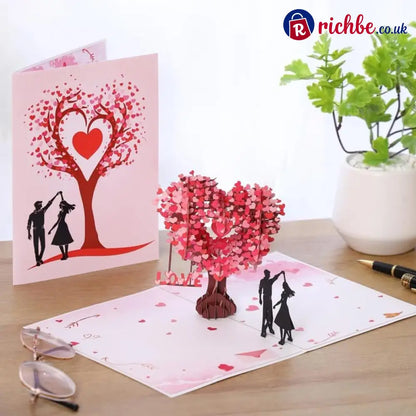 💕 Pop Up Anniversary Card 3D Valentine’s Day Anniversary Card with Love Tree & Hearts