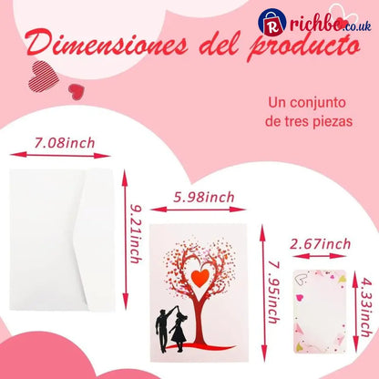 💕 Pop Up Anniversary Card 3D Valentine’s Day Anniversary Card with Love Tree & Hearts