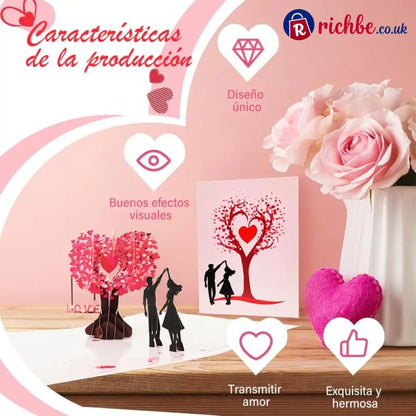 💕 Pop Up Anniversary Card 3D Valentine’s Day Anniversary Card with Love Tree & Hearts
