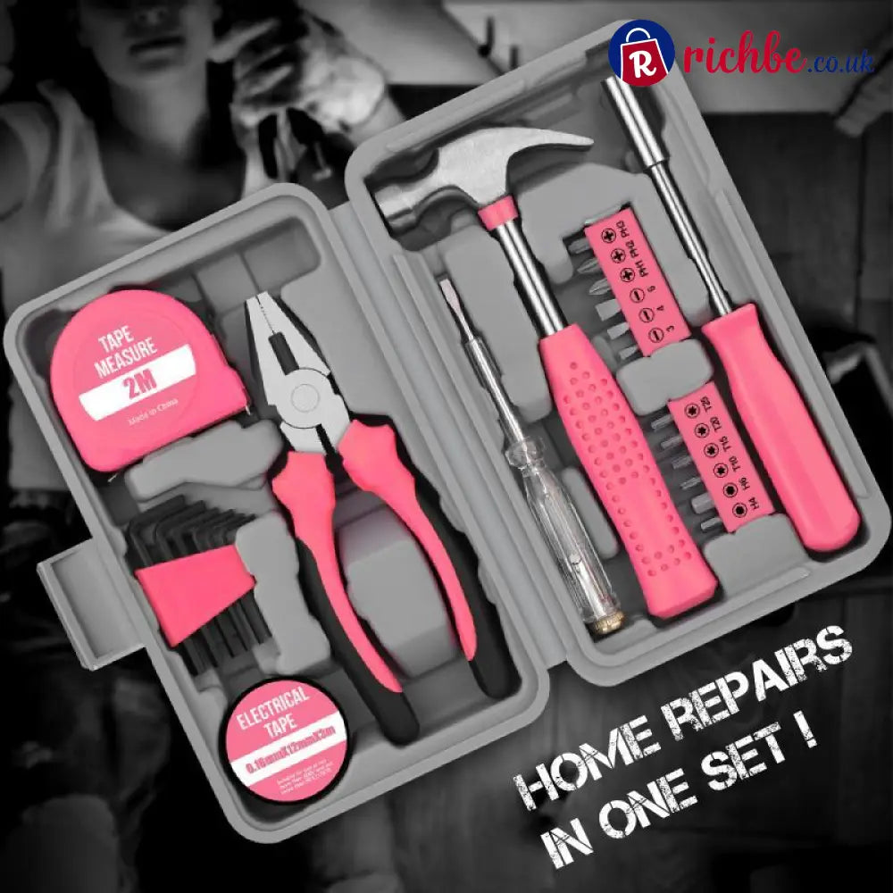 📢📢40% OFF !!⏰Portable 24-Piece Household Tool Kit – Storage Case Included, Hammer, Screwdriver, Pliers, Tape Measure & Bits for DIY Home Repairs