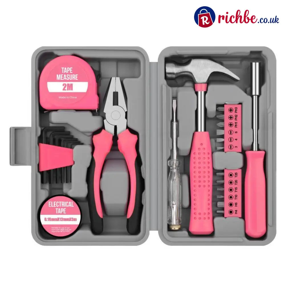📢📢40% OFF !!⏰Portable 24-Piece Household Tool Kit – Storage Case Included, Hammer, Screwdriver, Pliers, Tape Measure & Bits for DIY Home Repairs