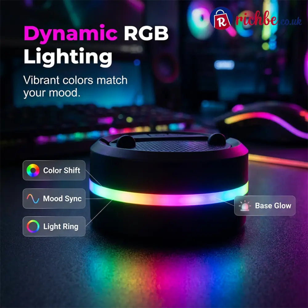 Portable Bluetooth Speaker with RGB Lights & Phone Stand - Electronics & Accessories