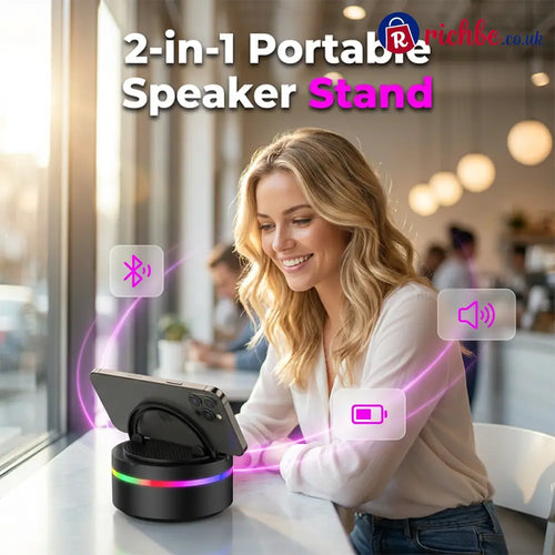 Portable Bluetooth Speaker with RGB Lights & Phone Stand - Electronics & Accessories
