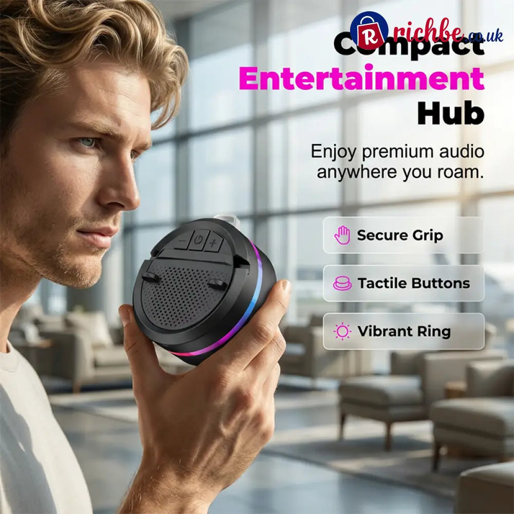 Portable Bluetooth Speaker with RGB Lights & Phone Stand - Electronics & Accessories