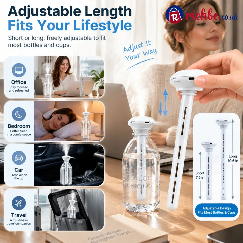 💧 Portable Bottle Humidifier | Turn Any Bottle Into A Personal Mist Maker