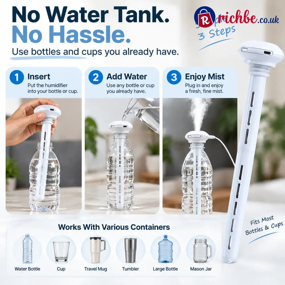 💧 Portable Bottle Humidifier | Turn Any Bottle Into A Personal Mist Maker