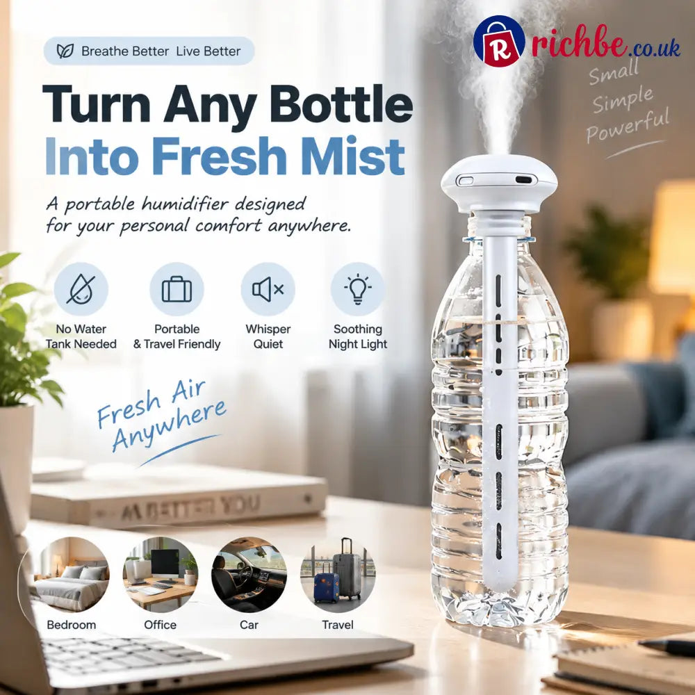 💧 Portable Bottle Humidifier | Turn Any Bottle Into A Personal Mist Maker