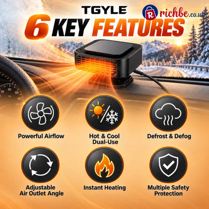 Portable Car Heater Defroster with 360-Degree Rotating Base - Hot Sale