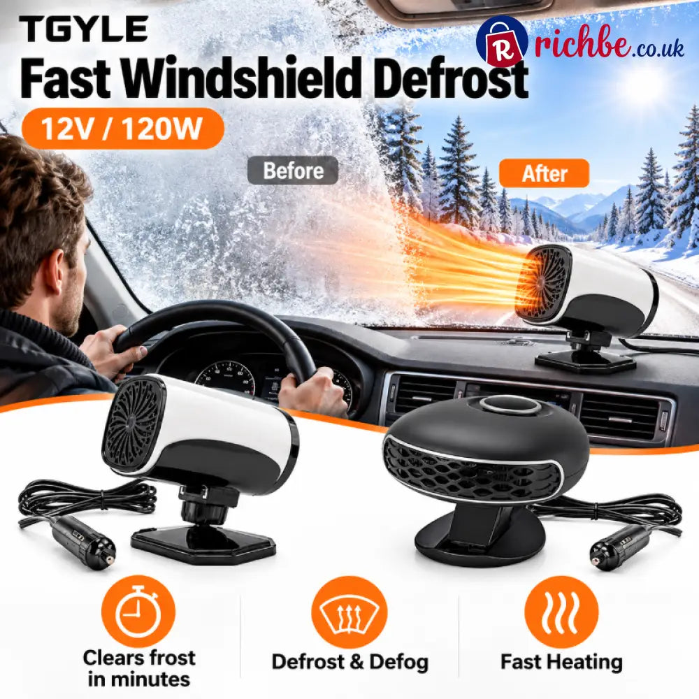 Portable Car Heater Defroster with 360-Degree Rotating Base - Hot Sale