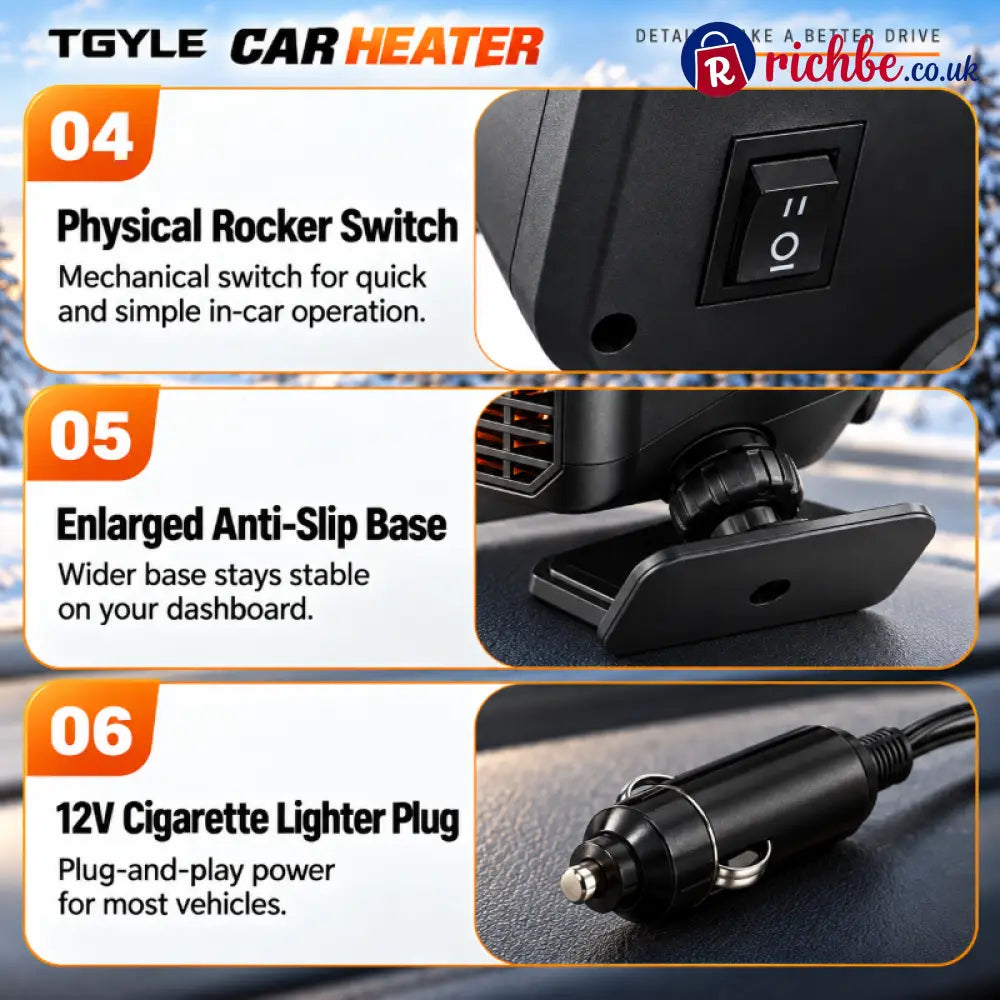 Portable Car Heater Defroster with 360-Degree Rotating Base - Hot Sale
