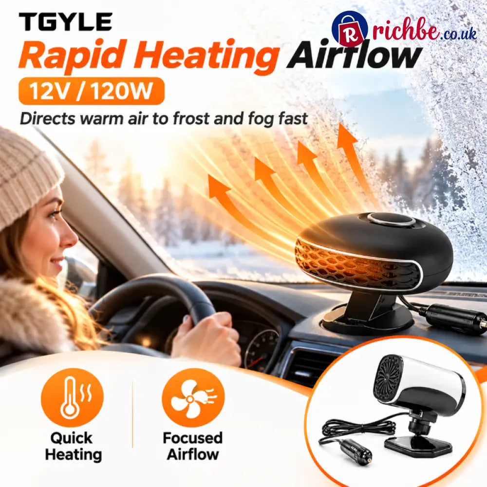 Portable Car Heater Defroster with 360-Degree Rotating Base - Hot Sale