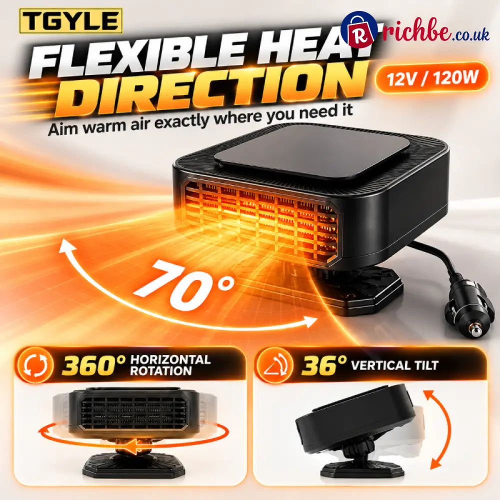 Portable Car Heater Defroster with 360-Degree Rotating Base - Hot Sale