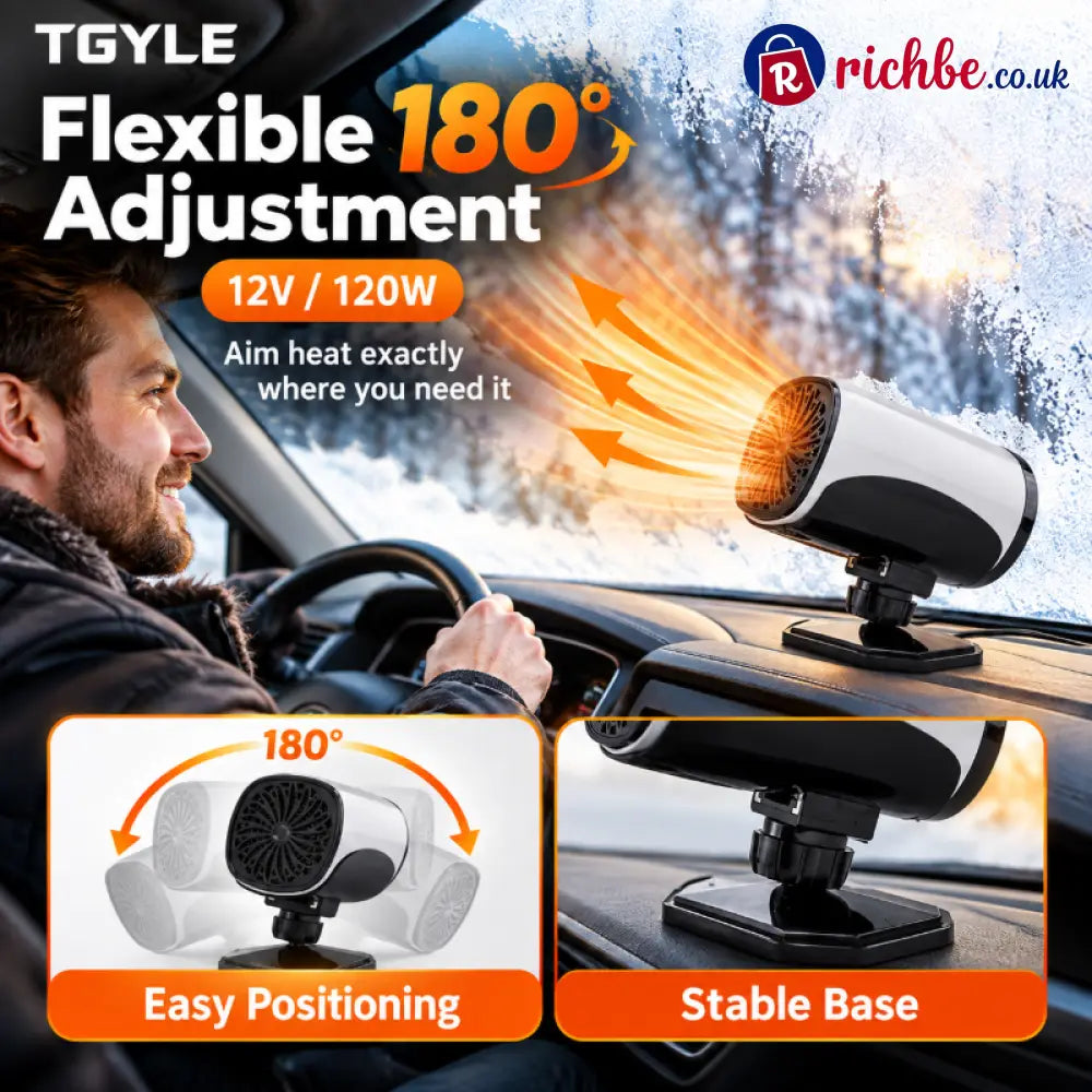 Portable Car Heater Defroster with 360-Degree Rotating Base - Hot Sale