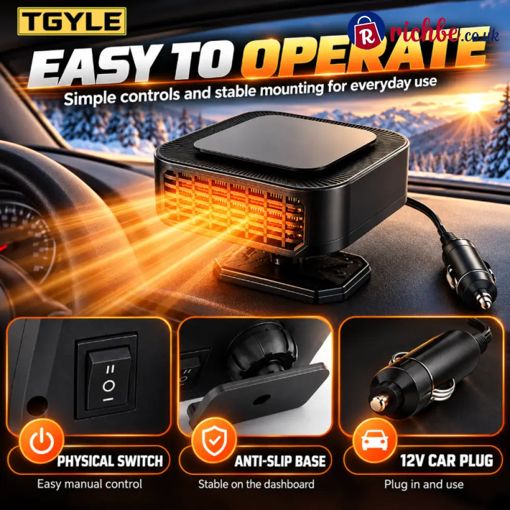 Portable Car Heater Defroster with 360-Degree Rotating Base - Hot Sale
