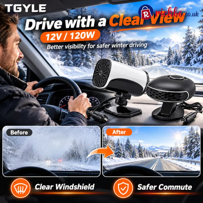 Portable Car Heater Defroster with 360-Degree Rotating Base - Hot Sale