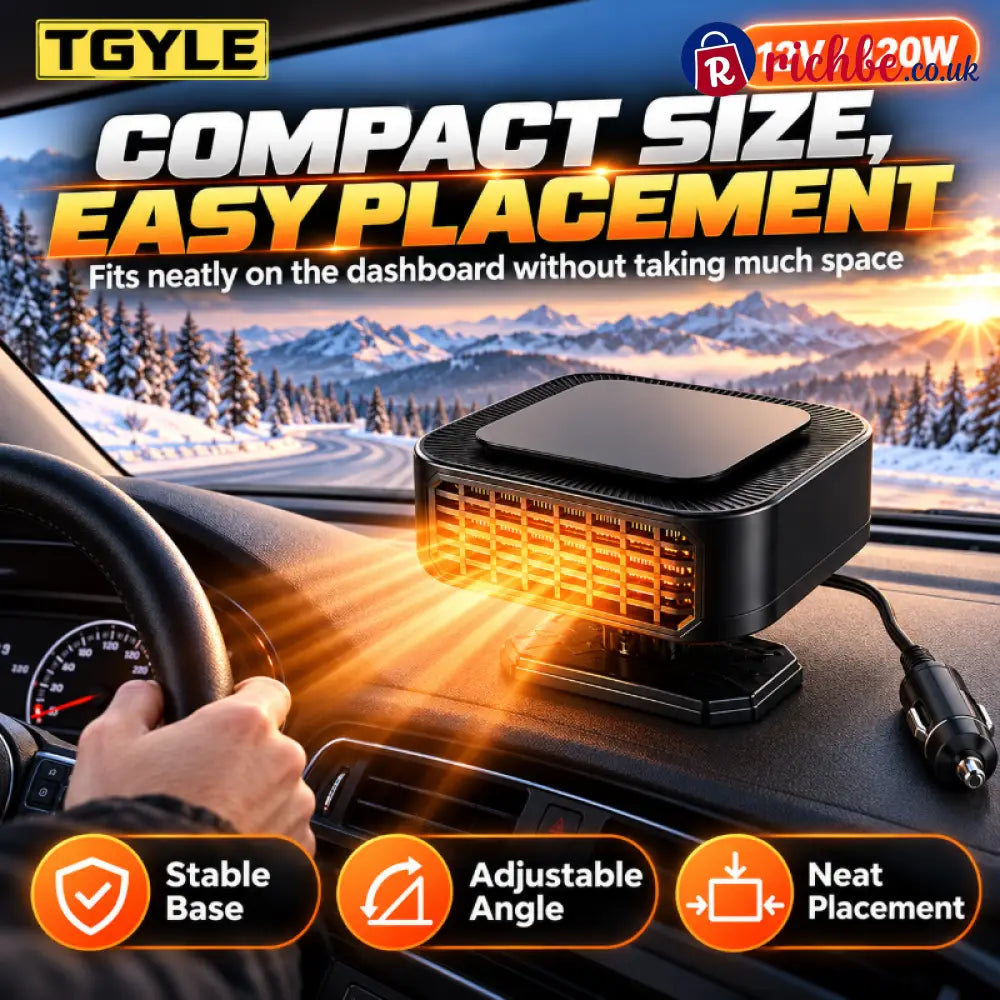 Portable Car Heater Defroster with 360-Degree Rotating Base - LY118 Black-Gray 12V - Hot Sale