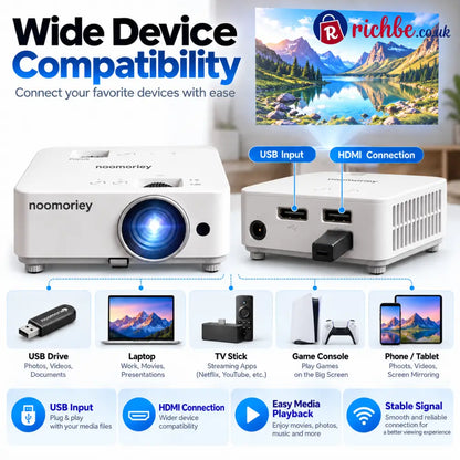 🎬 Portable Mini Projector 📽️ – 100’ Big Screen HDMI & USB Remote Control Included