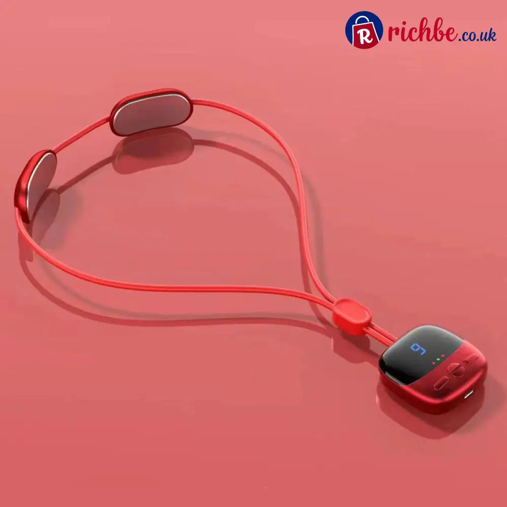 Portable Neck Massager with Adjustable Heat - Red - Health & Beauty