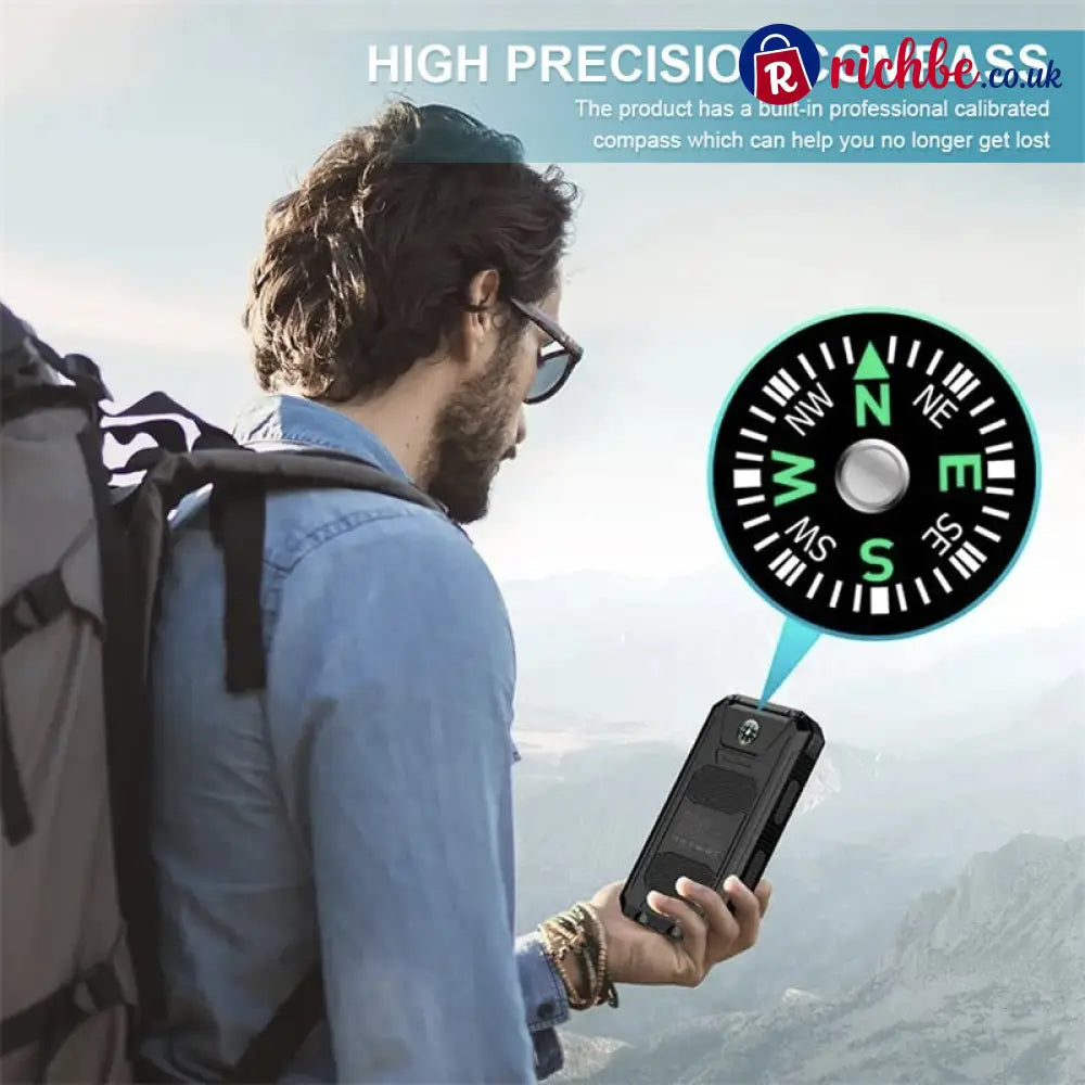 ☀️50% OFF NOW! Portable Solar Power Bank – Waterproof Solar Charger with Dual LED Flashlight Heavy-Duty Shockproof