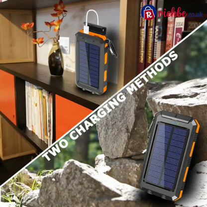 ☀️50% OFF NOW! Portable Solar Power Bank – Waterproof Solar Charger with Dual LED Flashlight Heavy-Duty Shockproof