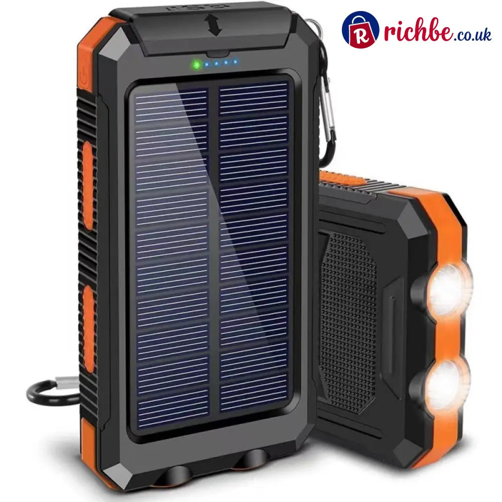 ☀️50% OFF NOW! Portable Solar Power Bank – Waterproof Solar Charger with Dual LED Flashlight Heavy-Duty Shockproof