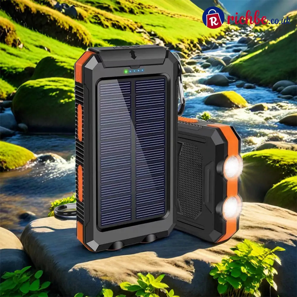 ☀️50% OFF NOW! Portable Solar Power Bank – Waterproof Solar Charger with Dual LED Flashlight Heavy-Duty Shockproof
