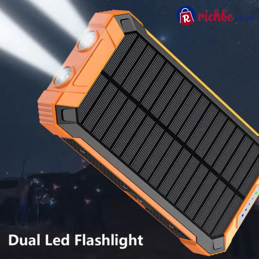 ☀️50% OFF NOW! Portable Solar Power Bank – Waterproof Solar Charger with Dual LED Flashlight Heavy-Duty Shockproof