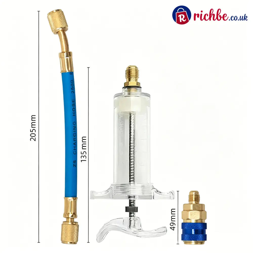 🔧 Precision AC Oil Dye Injector – Brass Construction High Pressure Hose Clear Barrel ✨ - 230g (8.1 oz) / Buy 1 - Tools