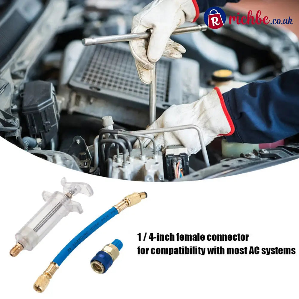 🔧 Precision AC Oil Dye Injector – Brass Construction High Pressure Hose Clear Barrel ✨ - Tools & Gadgets
