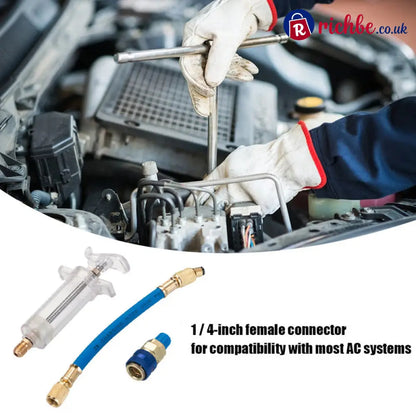 🔧 Precision AC Oil Dye Injector – Brass Construction High Pressure Hose Clear Barrel ✨ - Tools & Gadgets