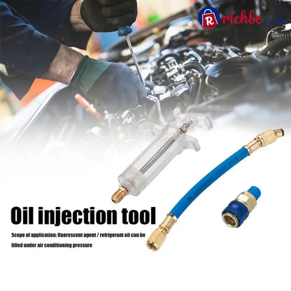 🔧 Precision AC Oil Dye Injector – Brass Construction High Pressure Hose Clear Barrel ✨ - Tools & Gadgets