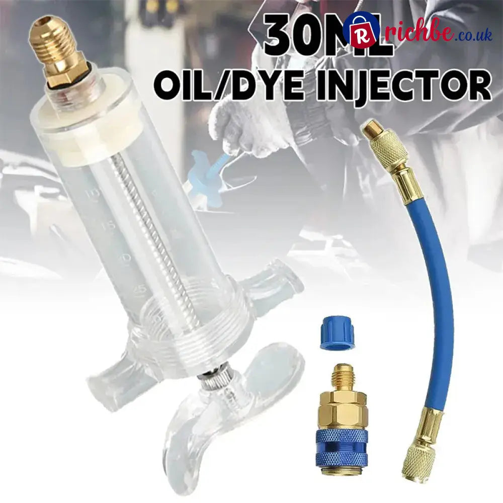 🔧 Precision AC Oil Dye Injector – Brass Construction High Pressure Hose Clear Barrel ✨ - Tools & Gadgets