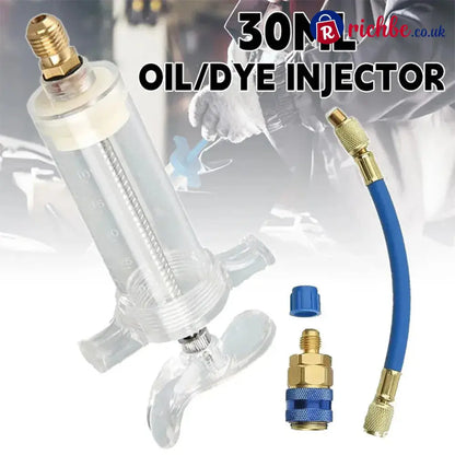 🔧 Precision AC Oil Dye Injector – Brass Construction High Pressure Hose Clear Barrel ✨ - Tools & Gadgets